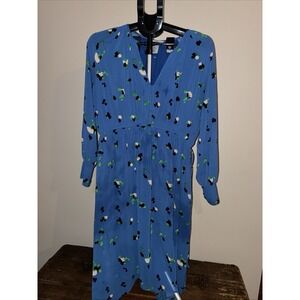 H&M Blue Long Sleeves Midi Dress Size 8